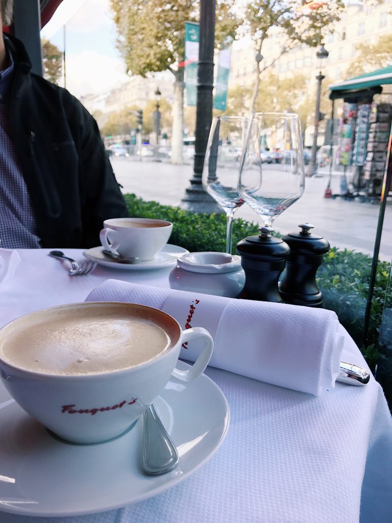 Coffee at Fouquet's on the Champs Elysees Paris - Our trip to Paris in the fall - 3 day itinerary - what to pack - where to go - what to see - jane at home