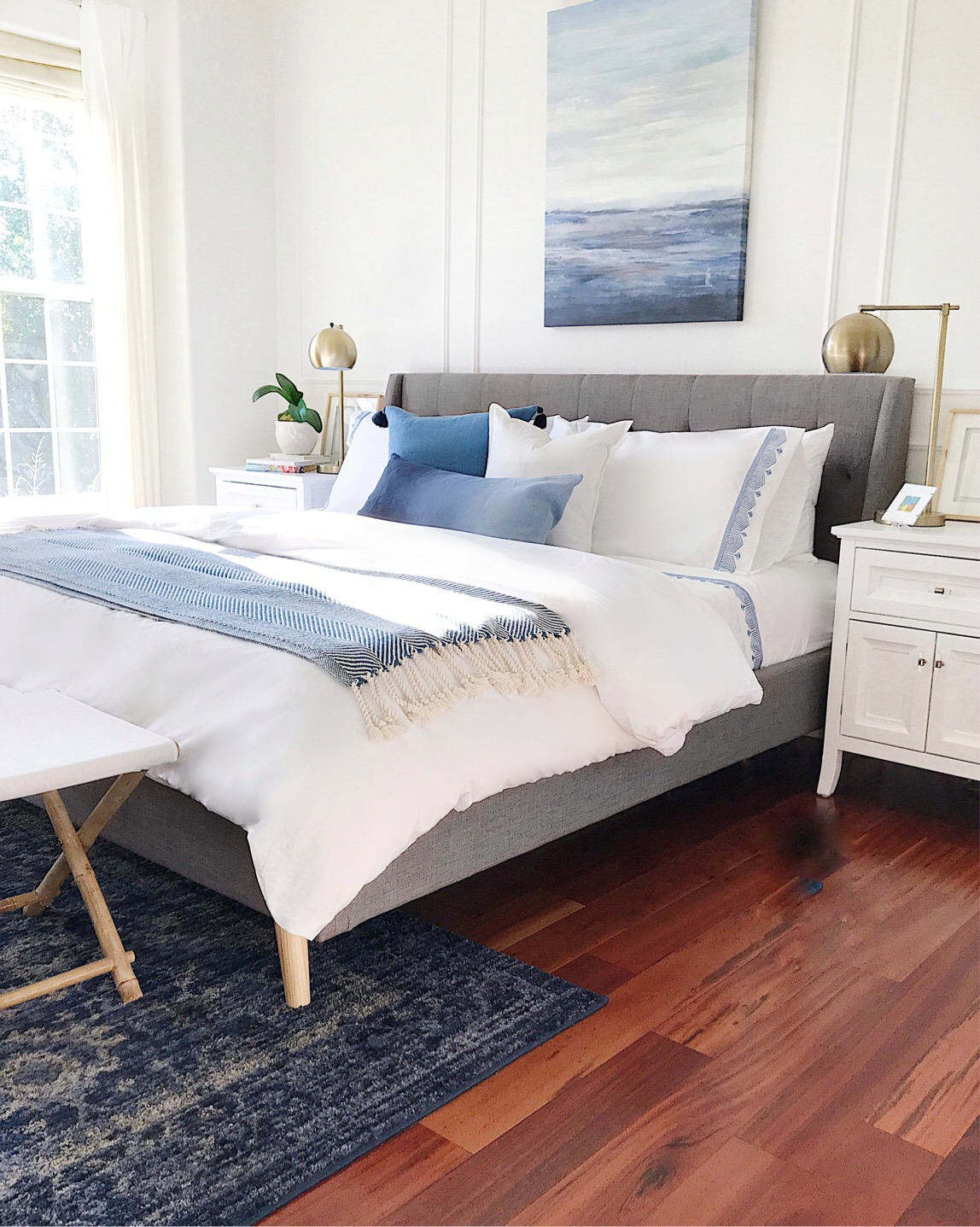 Calming blue and white master bedroom - Jane at Home #bedroom #bedroomdecor #bedroominspo #bedroomideas 