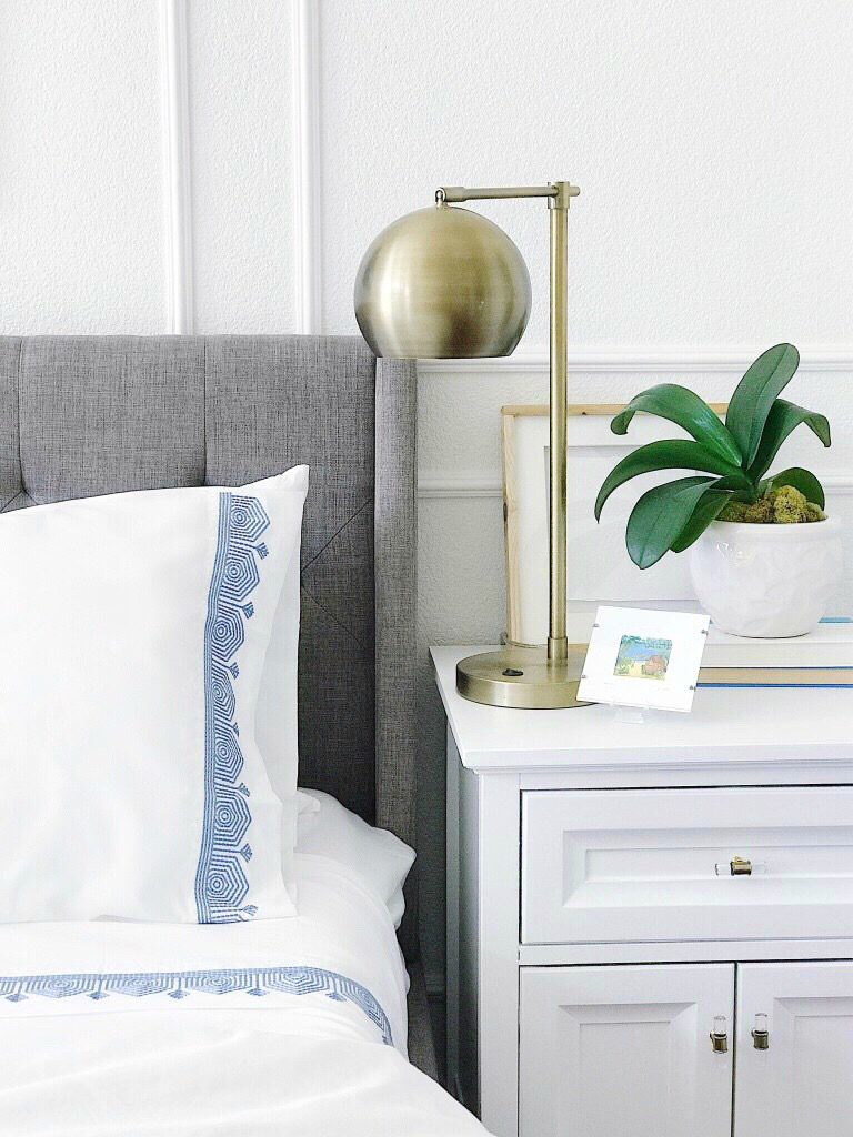 Blue and white calming bedroom with coastal style - decorating with blue and white - Jane at Home - #homedecor #bedroomideas #bedroomdecor