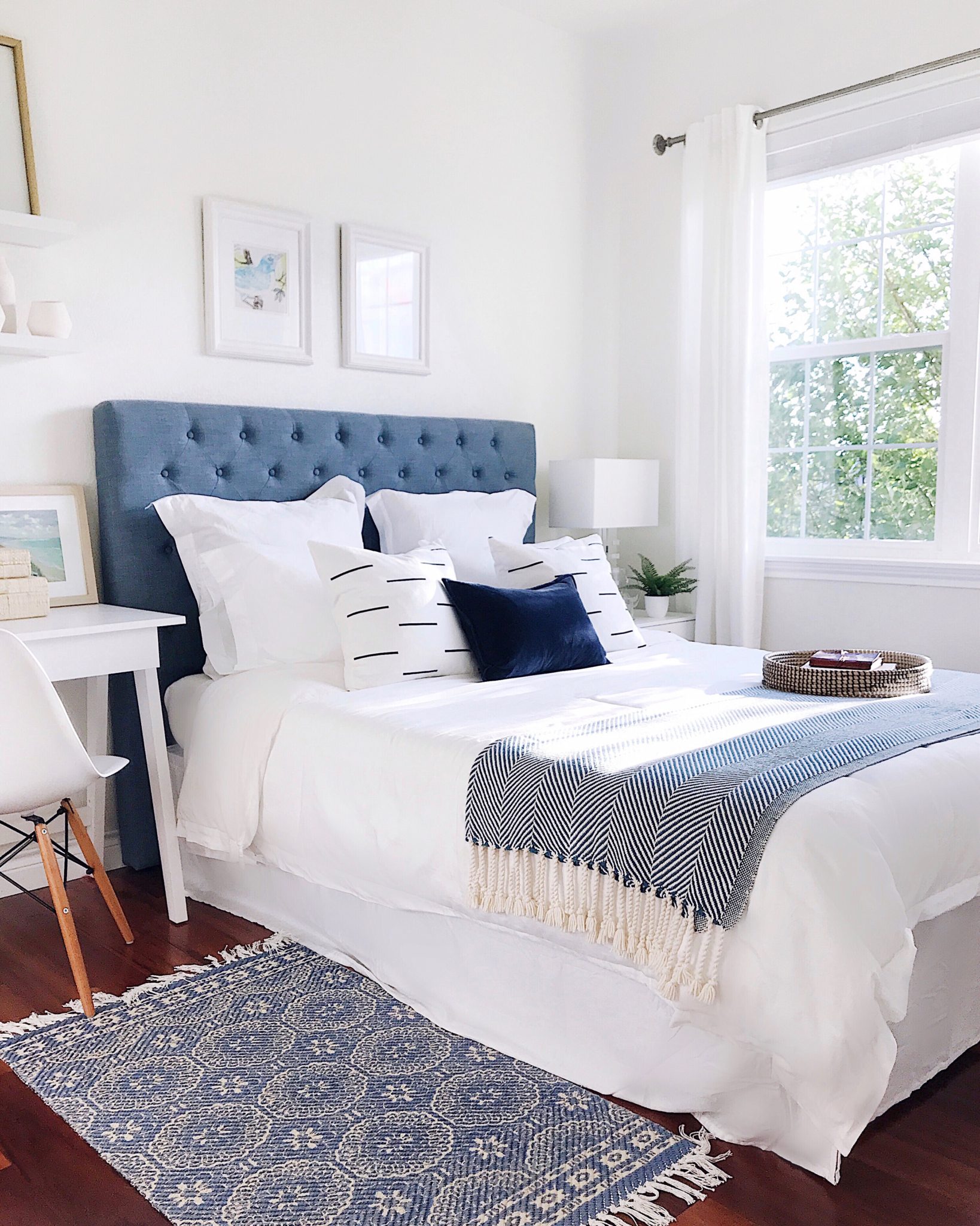 Paint colors in our home: our guest bedroom walls and ceiling are painted with Benjamin Moore White Dove - jane at home