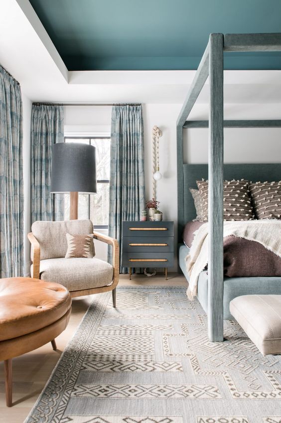 Lovely subtle blue tones in this gorgeous bedroom design from Cortney Bishop interiors