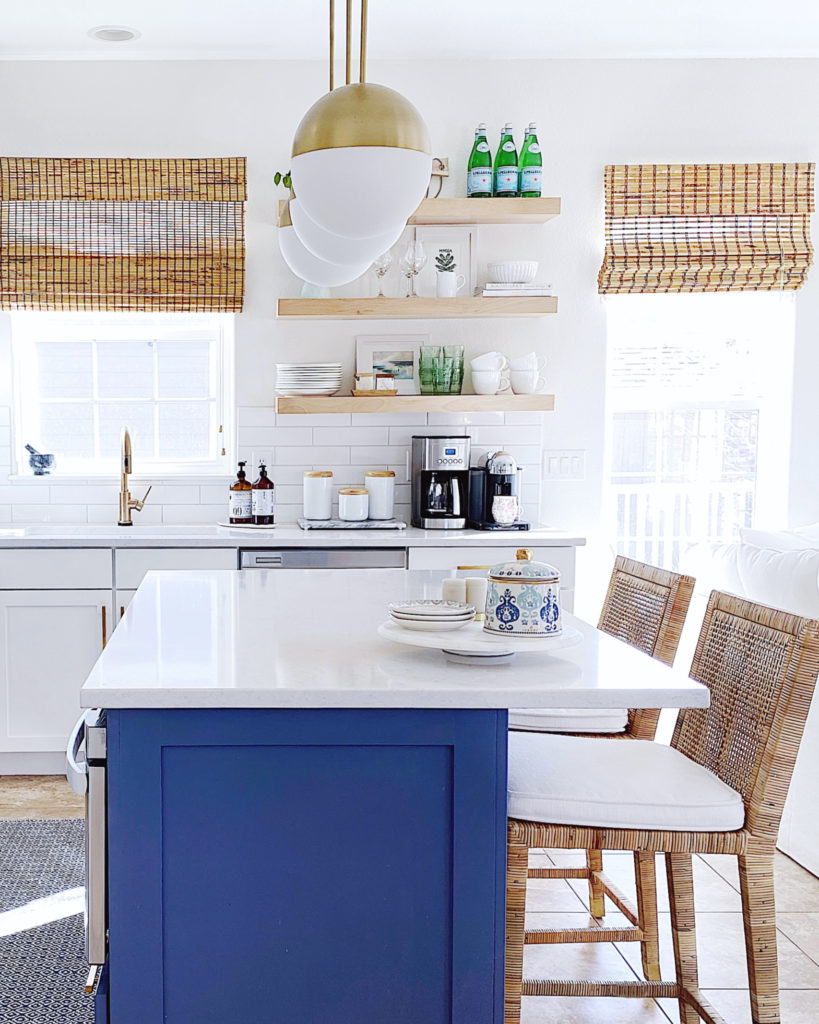 Our updated kitchen dining area & breakfast nook with beautiful items from Serena and Lily- jane at home #kitchen #kitchendecor #kitchendesign #breakfastnook #coastaldecor #kitchenideas