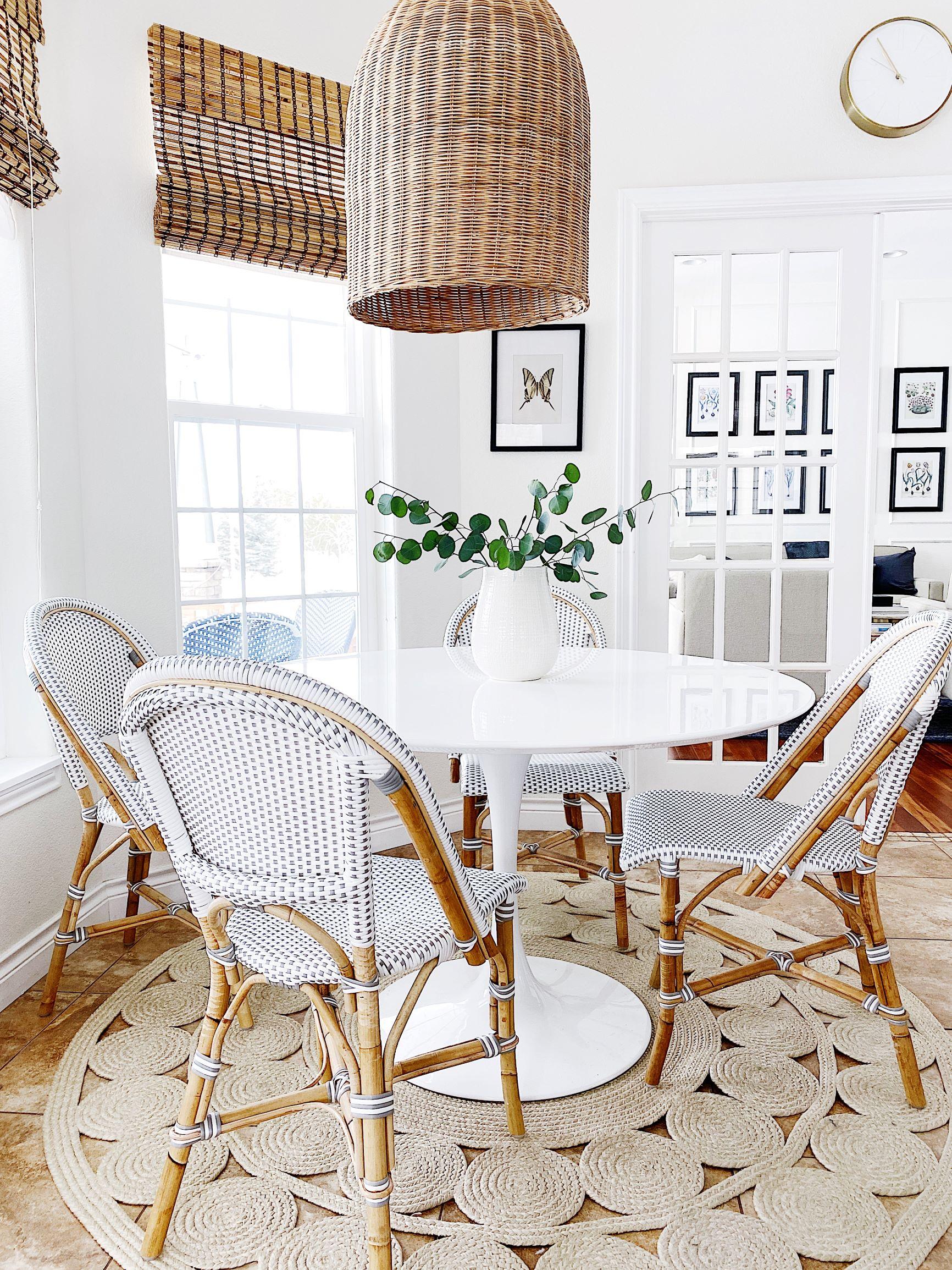 Paint colors in our home: we used Benjamin Moore White Dove in the breakfast nook - jane at home