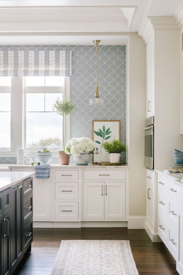 I love the dreamy look of this kitchen, with its unique tile backsplash, from Bria Hammel Interiors
