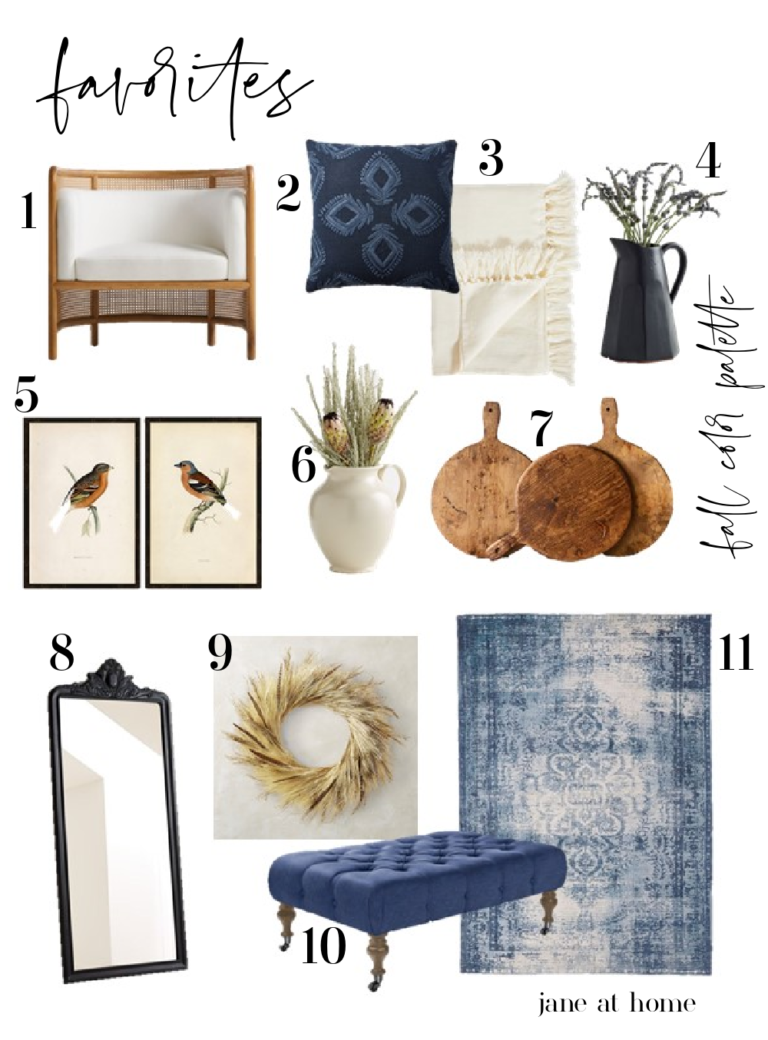 This week's favorite finds in home decor and fall neutrals and blues - jane at home #falldecor #bluedecor #neutraldecor