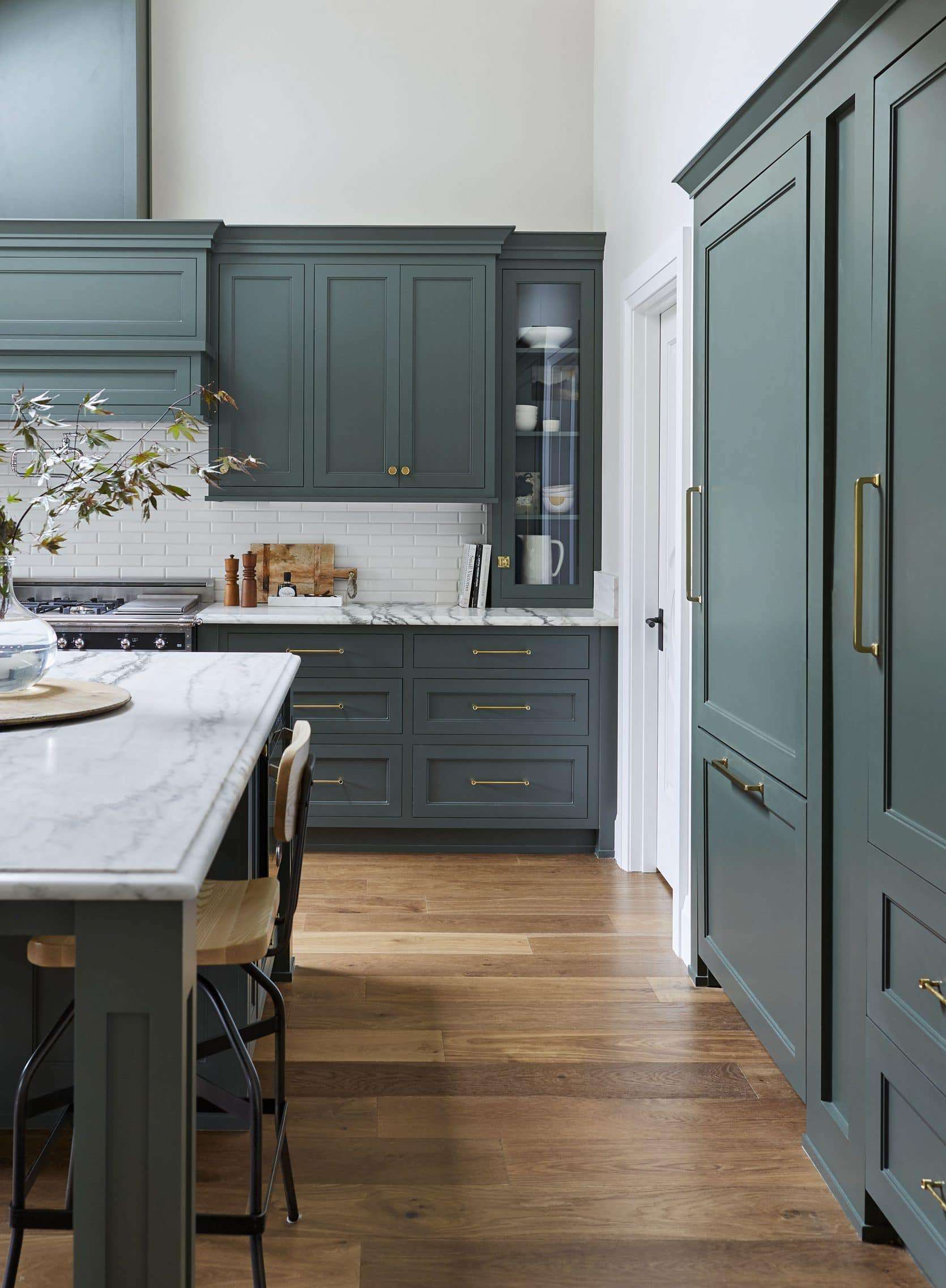 Gorgeous kitchen with Pewter Green cabinets by Sherwin Williams - Emily Henderson Portland Kitchen Design Home