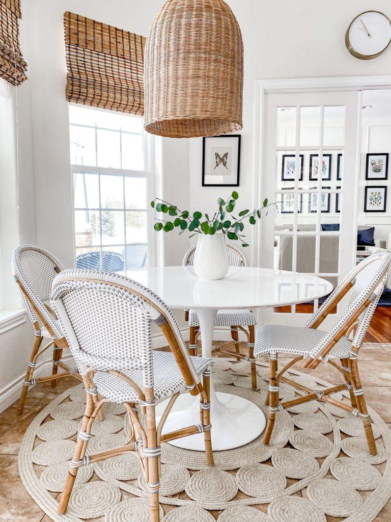 Our sunny breakfast nook, with its Riviera dining chairs, is my favorite spot to start the day!