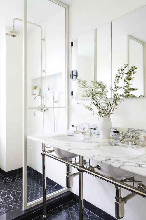 Luxury bathroom design with marble countertop
