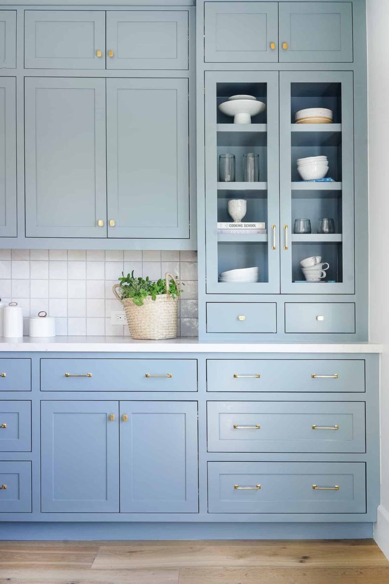 In love with the soft blue cabinets in this beautiful kitchen! - kitchen remodel - kitchen ideas - kitchen decor - blue kitchens 
