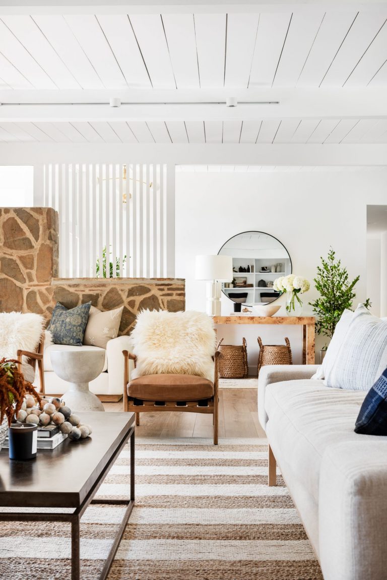 There's so much to love about this beautiful living room.  With a mix of mid-century modern and boho/eclectic elements, it has an abundance of character and style! living room ideas - living room decor - living room furniture - living room design - modern living room - California - casual - style - midcentury