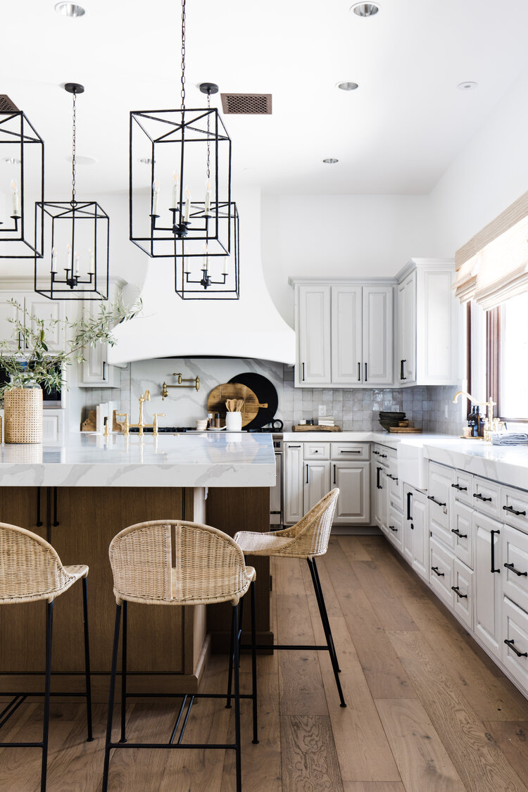 Such a beautiful kitchen design! I love the lantern pendant lights over the island - kitchen ideas - kitchen remodel