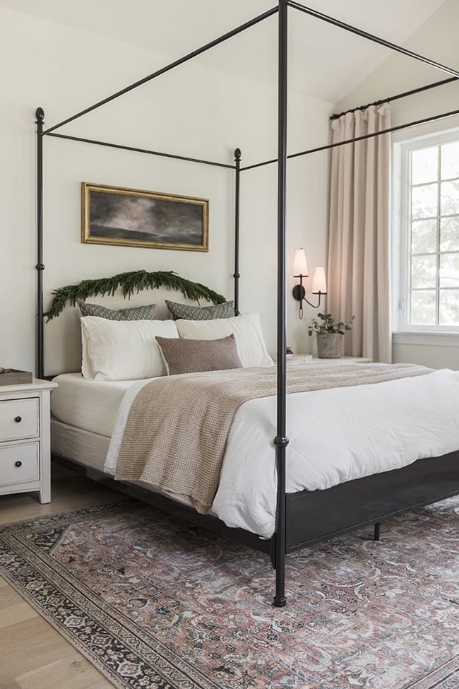 Love the beautiful Christmas decor in this lovely master bedroom from Jenna Sue Design