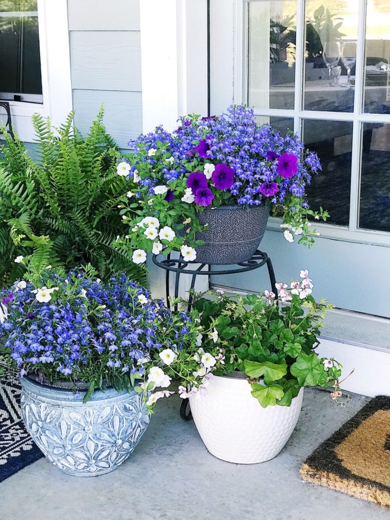 Decorating with blue and white on the patio - jane at home - patio ideas - outdoor decor