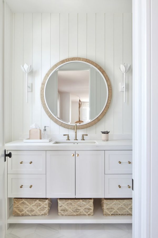 Beautiful bathroom trends and design styles for 2023, with lighting ideas, vanity ideas, wood cabinets, hardware, faucet ideas and more!