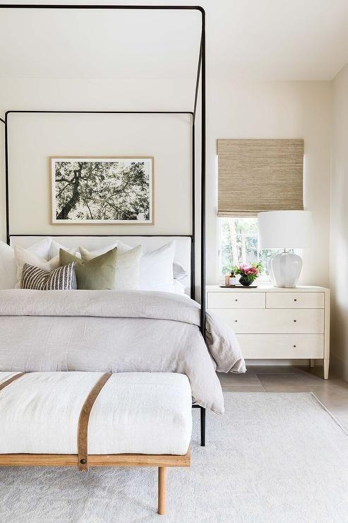 Love this beautiful modern bedroom design with neutral furniture and decor - pure salt interiros