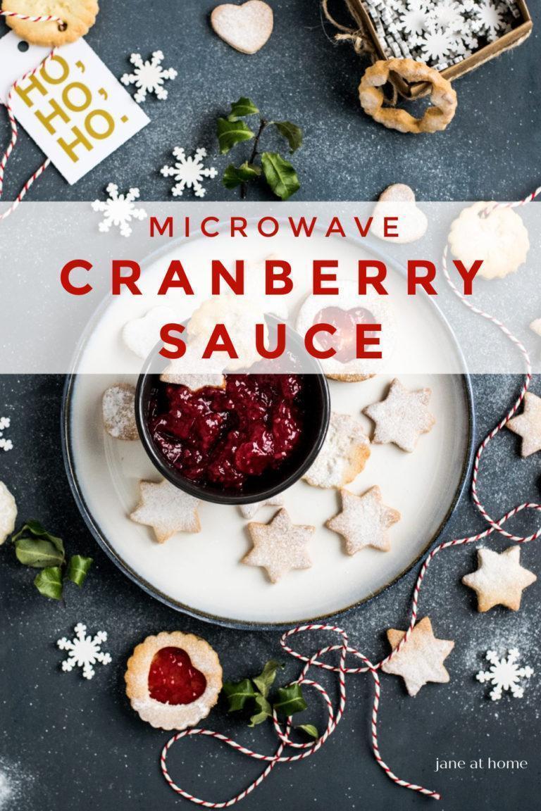 Super easy cranberry sauce recipe made in the microwave! - jane at home - Christmas dinner - Christmas side dish - side dish ideas - cranberries - holiday side dish - Thanksgiving side dish recipe