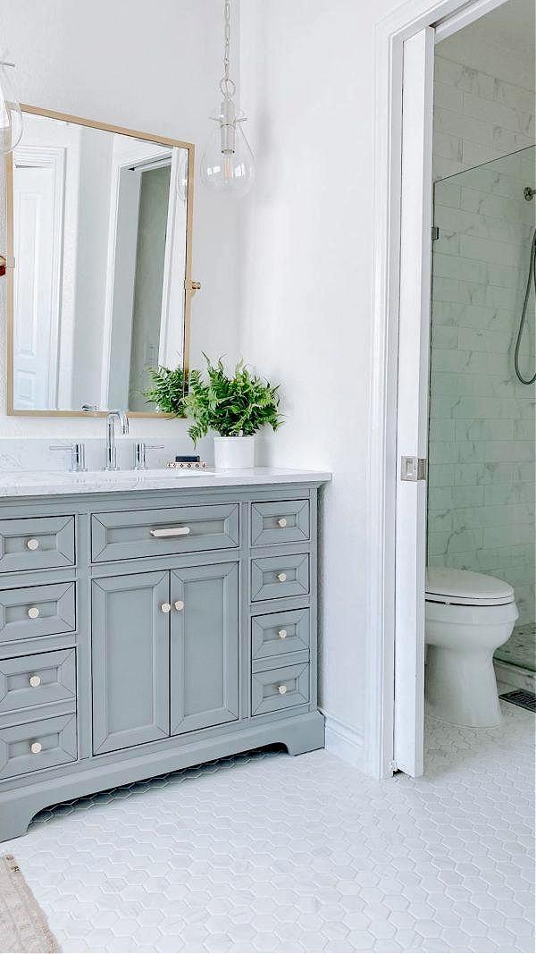 A reveal of our master bathroom renovation and remodel on a budget - jane at home