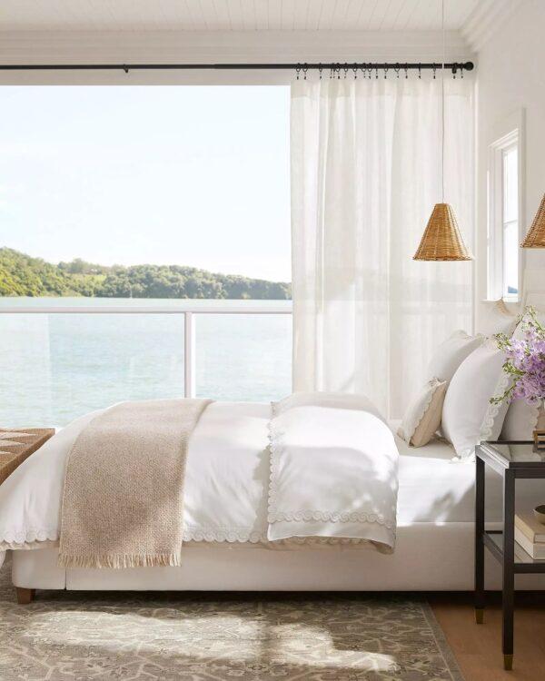 Beautiful Parisian inspired neutral bedroom design from Serena & Lily