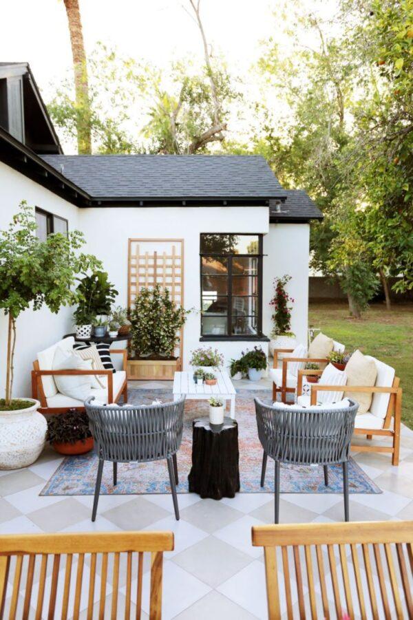 Beautiful outdoor space and patio area with modern seating - Juniper Home