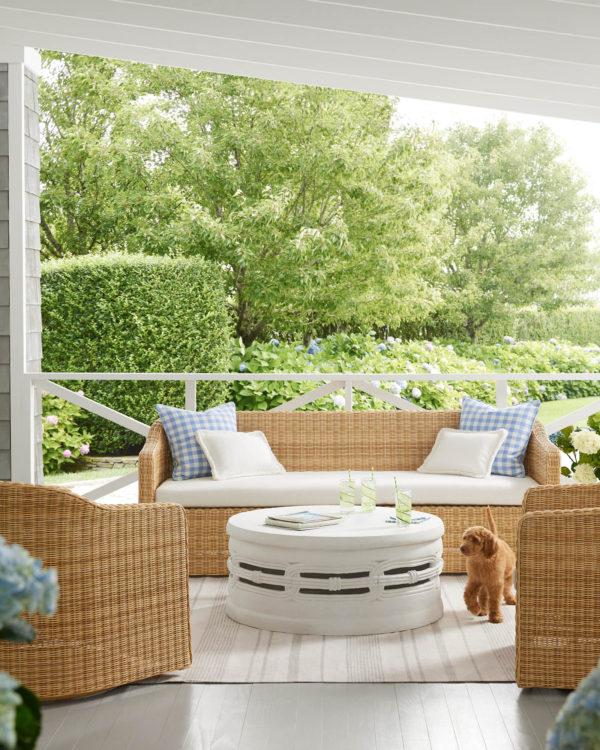 Serena & Lily outdoor patio seating furniture and coffee table
