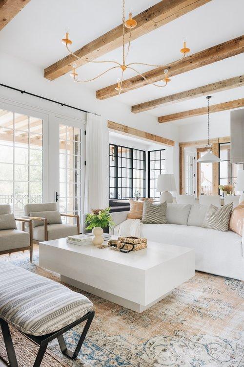 Love this beautiful transitional living room and home with neutral furniture and decor - kate marker interiors