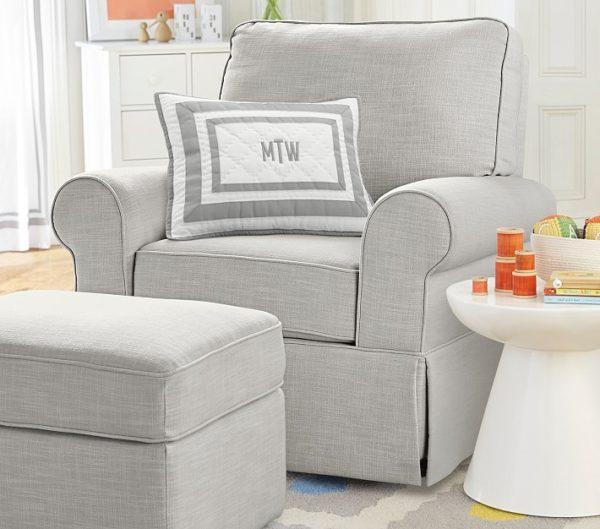 Comfort upholstered glider and ottoman for the nursery