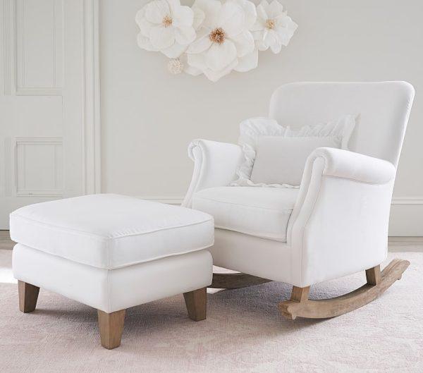 Minna small spaces rocking chair and ottoman for the nursery