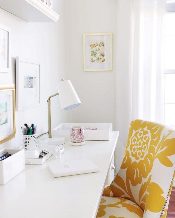 My home office, with a cheery yellow chair - jane at home
