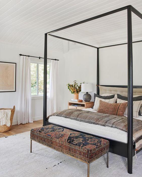 modern master bedroom with rich textiles Amber Interior Design Photo Tessa Neustadt #home #style #interiordesign