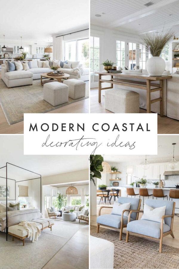 Beautiful modern coastal decorating ideas to bring a touch of fresh, elevated coastal style design and decor to your living room and home for 2024
