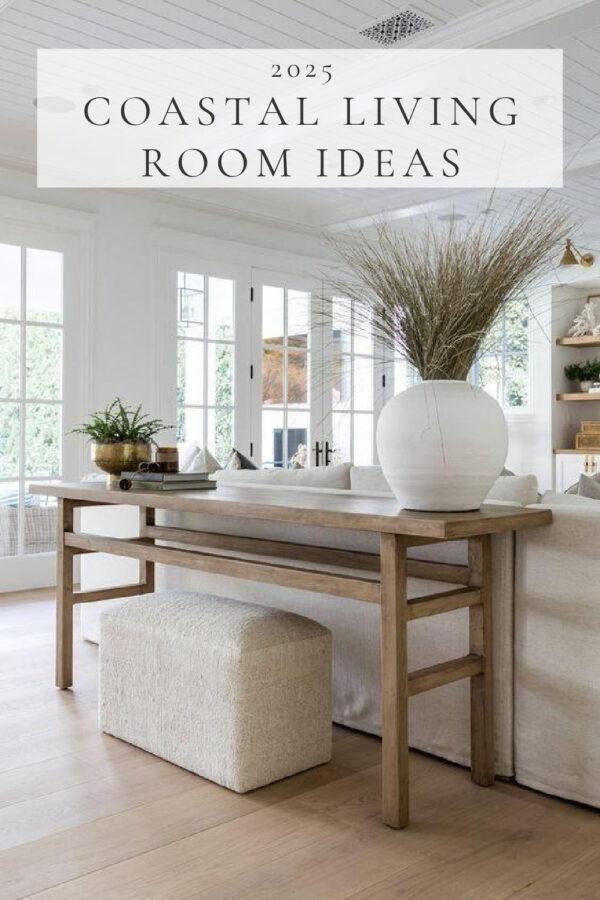 Beautiful modern coastal living room ideas and trends for 2025, with decorating ideas, California casual design inspiration, beach house style, neutral coastal modern living rooms, living room decor, cozy coastal livingroom layout ideas, and inspiration for a modern coastal home 