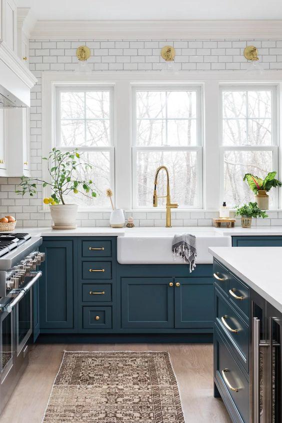 2024 colors of the year and color trends - beautiful blue kitchen cabinet color - meg mcsherry interiors