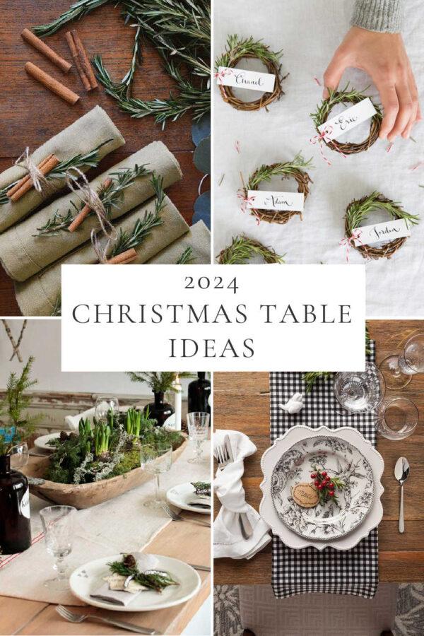 Beautiful Christmas table setting ideas, tablescapes, dining table decor, centerpieces, place settings, and simple holiday table decorations for 2024!