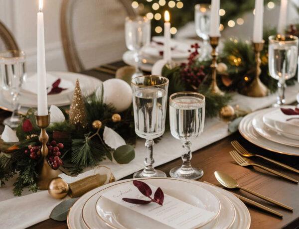 Beautiful Christmas table setting ideas, tablescapes, dining table decor, centerpieces, place settings, and simple holiday table decorations for 2024 - jane at home