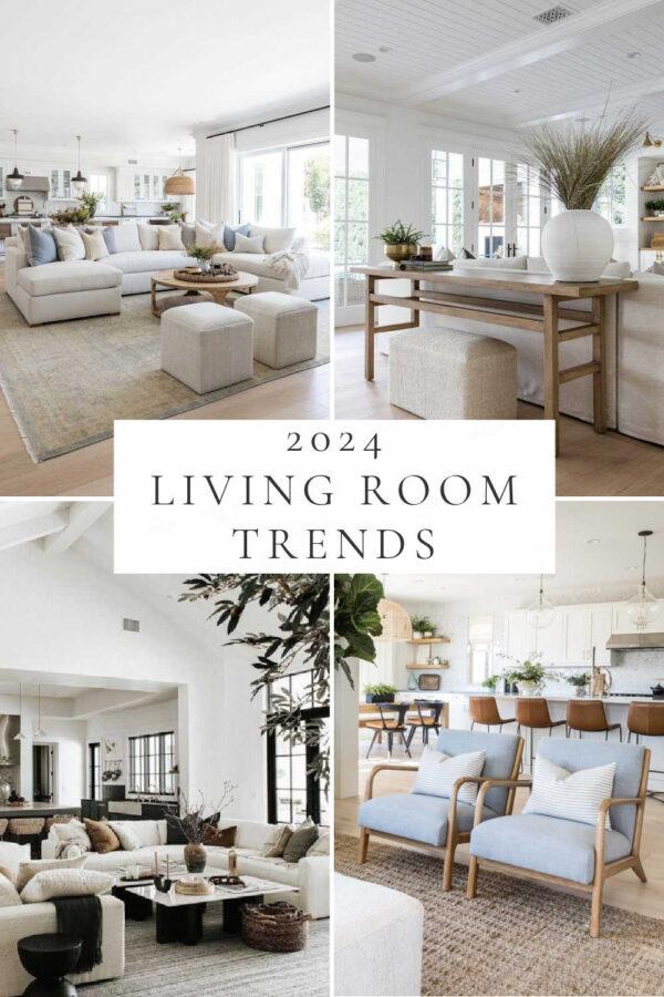 Beautiful living room decorating ideas and trends for 2024, with organic modern spaces, contemporary coastal living rooms, coffee tables, decor, cozy neutral livingroom layout ideas, and more!