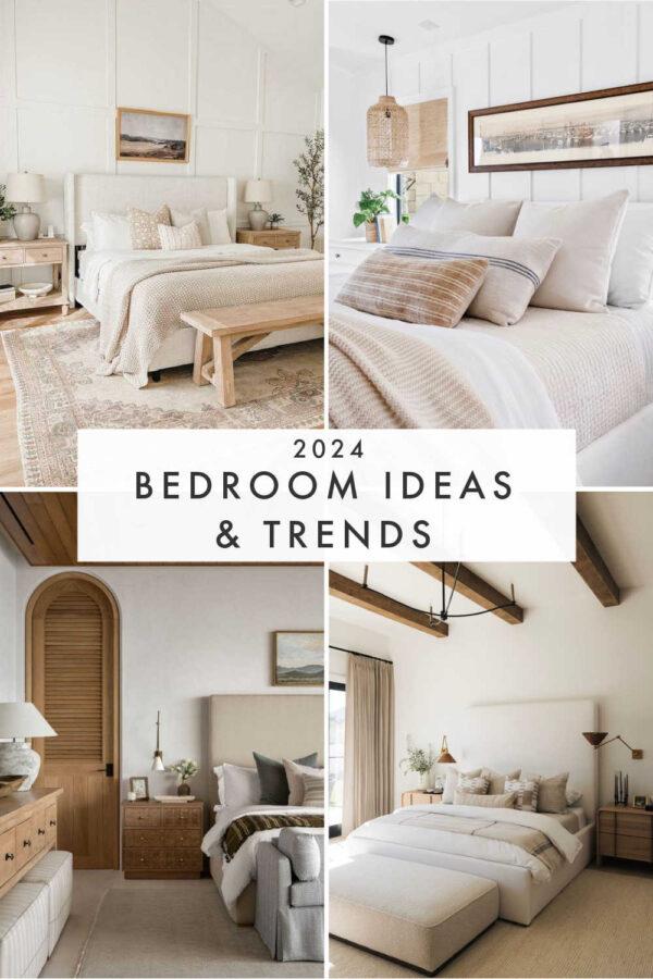 Beautiful bedroom decor ideas and design trends for 2024, with inspiration images, tips for decorating a master bedroom, small bedrooms or guest room, organic modern style, and more!