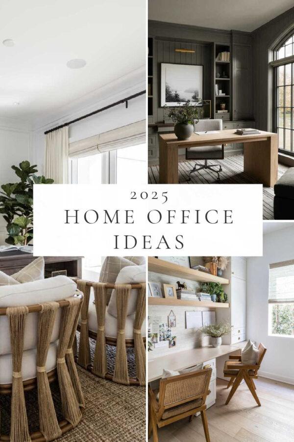 Beautiful home office decor ideas and design inspiration for setting up, organizing, and decorating a functional small home office and work space in 2025