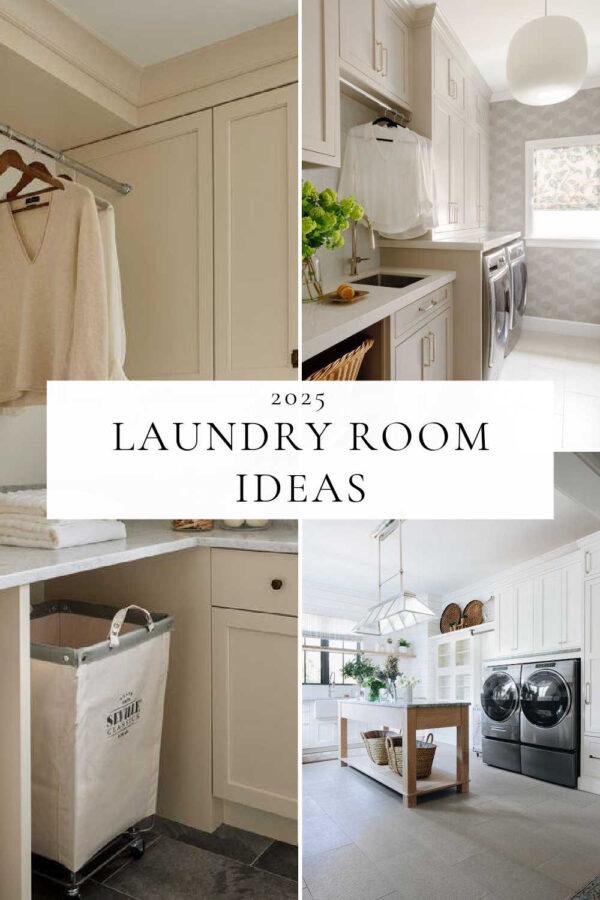 Beautiful laundry room and mud room ideas for 2025, with cabinet and color trends, layouts decor and design inspiration, lighting, tile ideas, small laundry rooms, mudroom storage and organization ideas, and more!