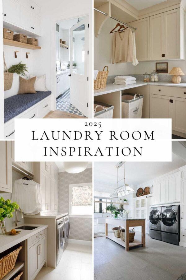 Beautiful laundry room and mud room ideas for 2025, with cabinet and color trends, layouts decor and design inspiration, lighting, tile ideas, small laundry rooms, mudroom storage and organization ideas, and more!