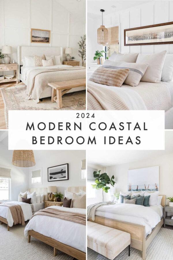 Modern coastal bedroom ideas, with beautiful inspiration and decor trends to bring a touch of cozy organic beach house style  and a warm aesthetic to your master bedroom and small bedrooms 