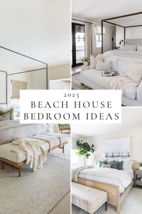 Beautiful beach house decor ideas and trends for 2025, with relaxed modern coastal style interior design inspiration for the living room, bedroom, kitchen, bathroom, dining room, and home!