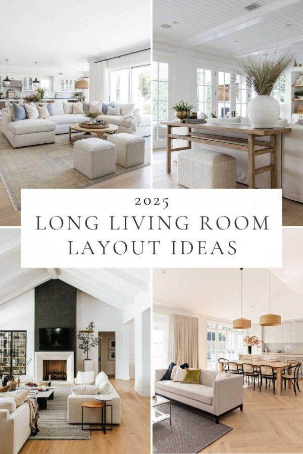 How to decorate a long living room, with ideas and tips for arranging furniture in a rectangular or narrow living room layout, living room dining room combos, 2025 interior design trends, home decor inspiration, and more!