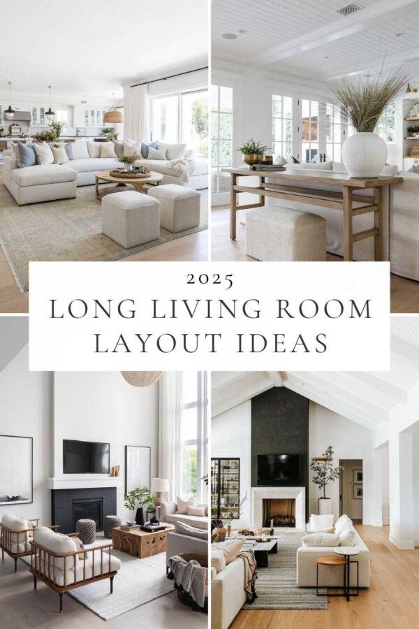 How to decorate a long living room, with ideas and tips for arranging furniture in a rectangular or narrow living room layout, living room dining room combos, 2025 interior design trends, home decor inspiration, and more!