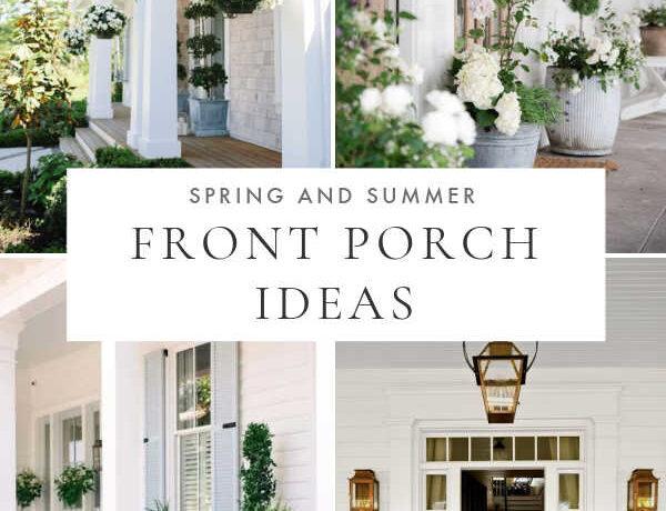 Beautiful front porch ideas for spring and summer 2024, with flower pots, decor, wreaths, haint blue porch ceilings, and furniture to bring a welcoming coastal touch to your front porch, patio, and home!