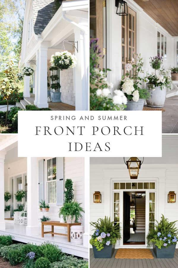Beautiful front porch ideas for spring and summer 2024, with flower pots, decor, wreaths, haint blue porch ceilings, and furniture to bring a welcoming coastal touch to your front porch, patio, and home!