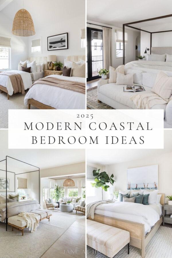 Beautiful coastal bedroom decorating ideas for 2025, with master bedroom ideas, cozy small bedrooms, color trends, decor ideas, modern hotel vibe inspiration, and tips for a home bedroom refresh!