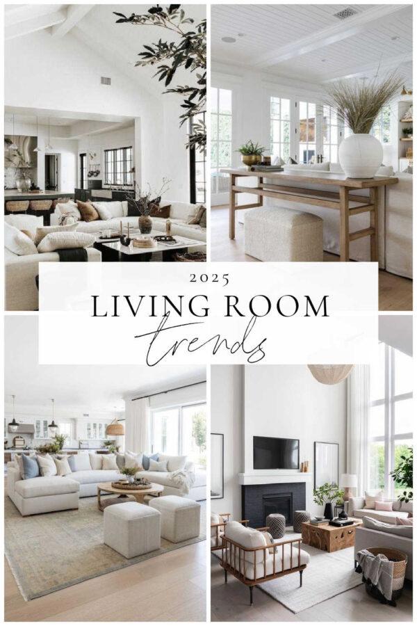 Beautiful living room trends and decorating ideas for 2025, with organic modern spaces, contemporary coastal living rooms, transitional style, cozy neutral living room ideas, designer inspiration, decor sources, small living room ideas, and more!