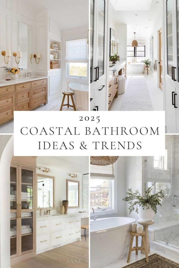 Beautiful modern coastal bathroom ideas and 2025 trends, with elegant master and small bathroom design ideas, dream bathrooms, bathroom remodel inspiration, shower tile and vanity ideas, and more!