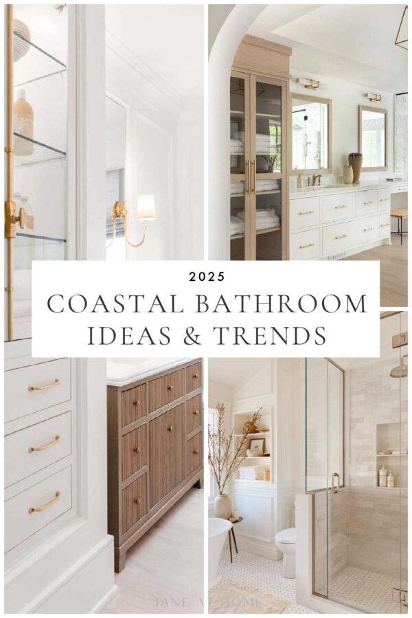 Beautiful modern coastal bathroom ideas and 2025 trends, with elegant master and small bathroom design ideas, dream bathrooms, bathroom remodel inspiration, shower tile and vanity ideas, and more!