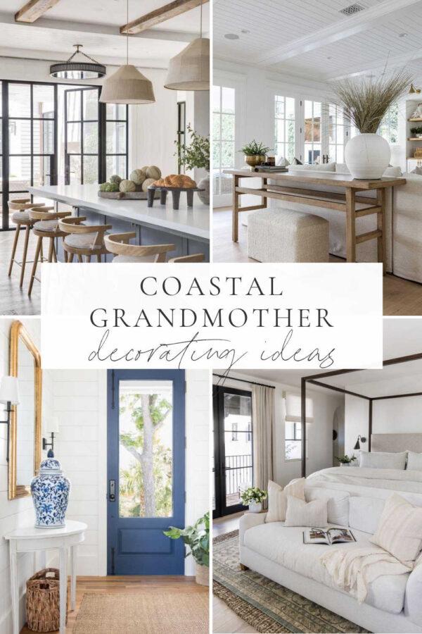 A look at coastal grandmother style interiors, with decor ideas and inspiration for bringing a Nancy Meyers inspired coastal grandma aesthetic to your living room, bedroom, kitchen, and home in 2025!